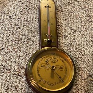 Gold and Brown Wall Barometer by
